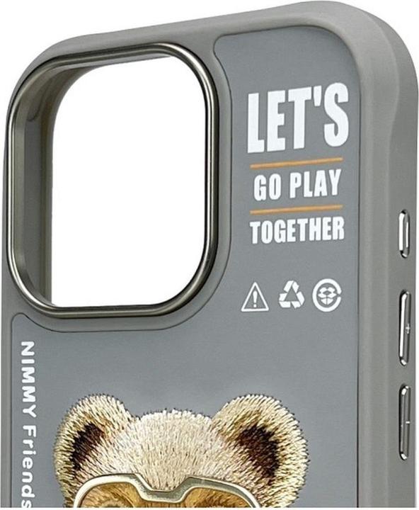 Actual product image Uniq Nimmy case iPhone 16 Pro 6.3" gray Cool&Cute 2.0 Bear (Apple iPhone 16 Pro)