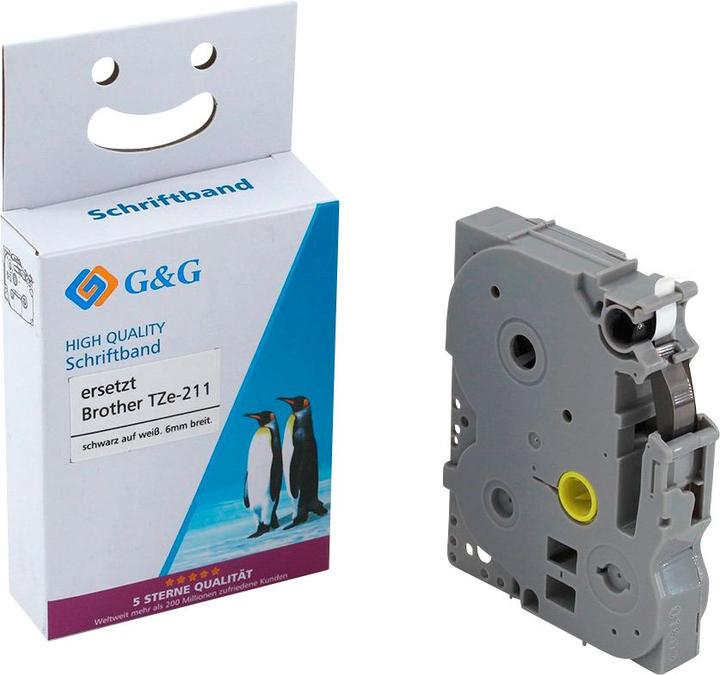 Produktbild Schriftband 15200 Kompatibel ersetzt Brother TZe-211 Bandfarbe: Weiss Schri (0.60 cm, Weiss)