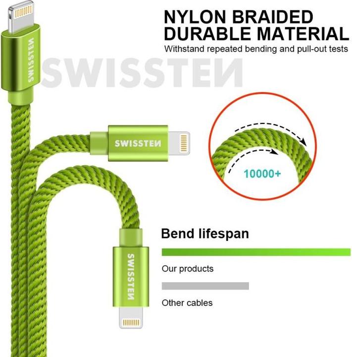 Produktbild Swissten Datenkabel Textil USB / Lightning 1.2 M (1.20 m)