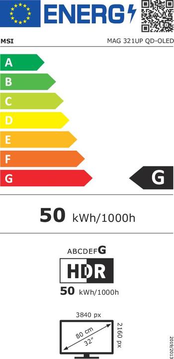 Label énergétique MSI MAG 321UP QD-OLED (3840 x 2160 pixels, 31.50")