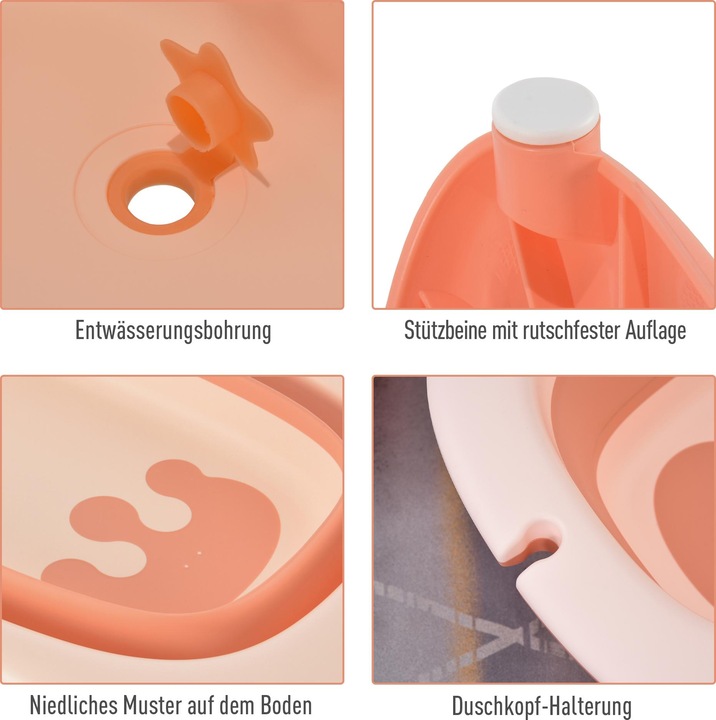 Immagine prodotto Homcom Vasca da bagno pieghevole per bambini con lavabo e tazza per shampoo