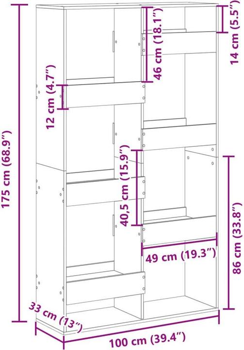 Produktbild vidaXL Luke (100 x 33 x 175 cm)