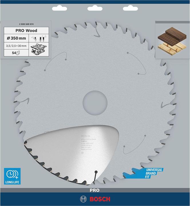 Actual product image Bosch Professional Zubehör PRO Wood circular saw blade, 350 x 3.5 x 30 mm
