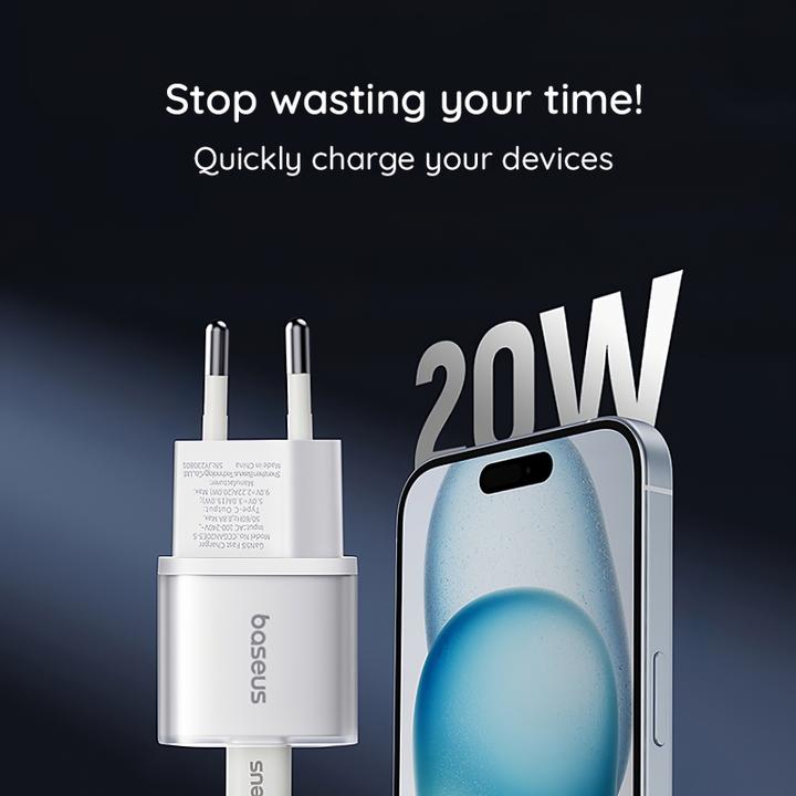 Image du produit Baseus GaN5S, 20W, 3A, 1 x USB-C, blanc (20 W, 1 portion)