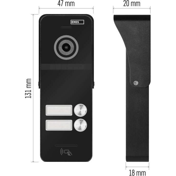 Emos, Klingel + Türsprechanlage, Farb-Türkameraeinheit EM-10AHD RF-2