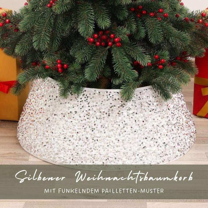 Actual product image Hermex Christmas tree skirt sequin pattern Christmas tree stand collar tree stand panelling (1 -part)
