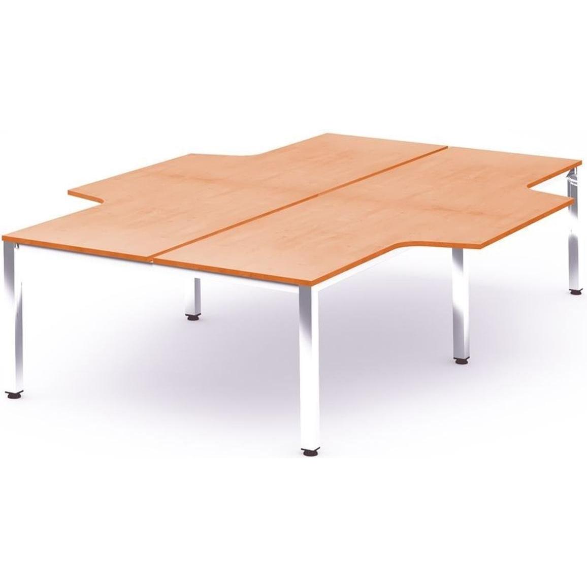 Rocada, Schreibtisch, Mehrfacharbeitstisch Executive L-Form BxTxH 320x163/220x73cm Gestell verchromt Platte Melamin buch...