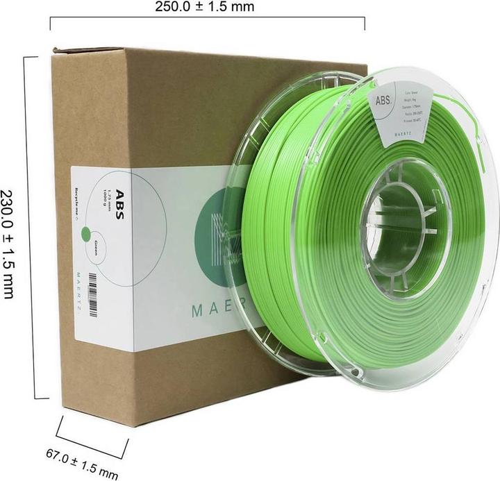 Actual product image Maertz ABS green 1.75 mm 1,000 g (ABS, 1.75 mm, 1000 g, Green)