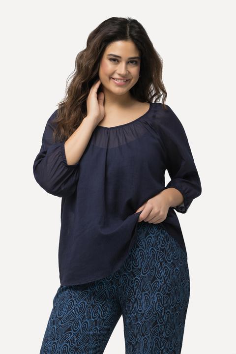 Produktbild Ulla Popken Bluse, floraler Druck, V-Ausschnitt, 3/4-Arm (46, 48)
