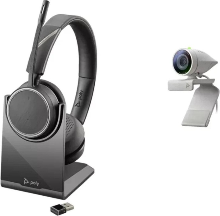 Produktbild Poly Voyager 4220 UC Bundle mit Studio P5 Webcam (Kabelgebunden, Kabellos, USB-A)