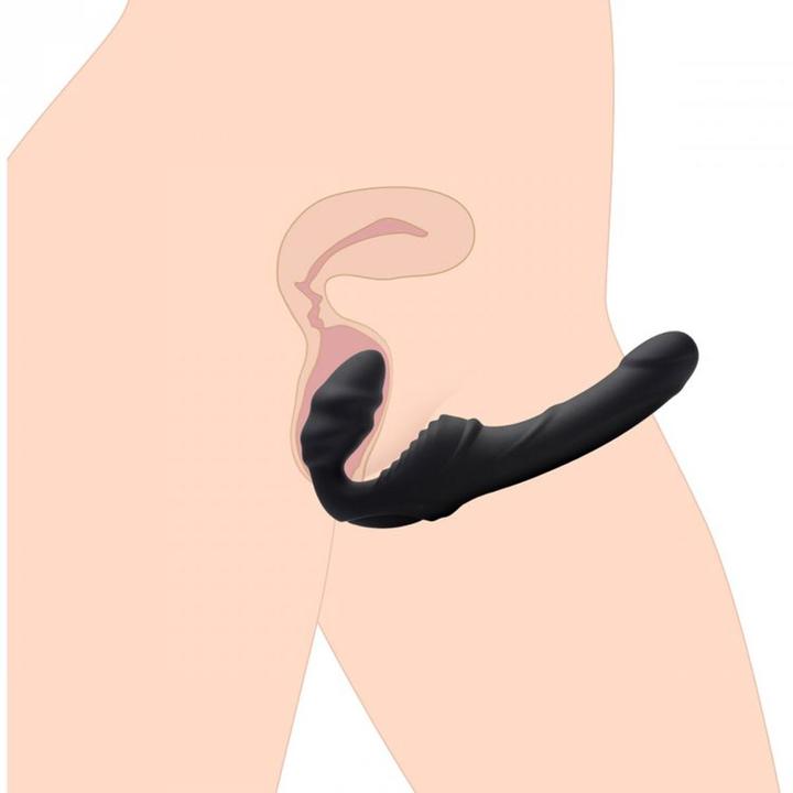 Productafbeelding XR Brands Slim Rider Ribbed Vibrating Strapless Strap-on