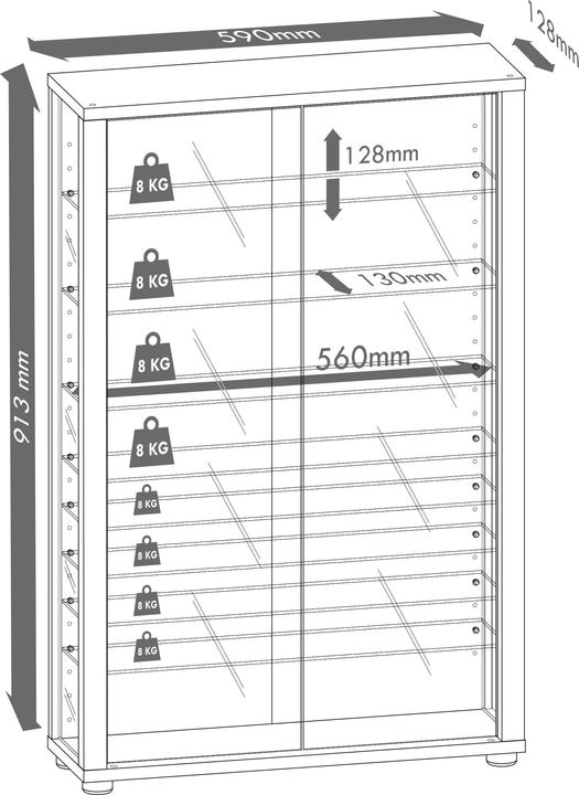 Image du produit VCM Vitrine de collection vitrine sur pied vitrine en verre étagère en verre vitrine "Lumo Mini miroir (59 x 18 x 91 cm)