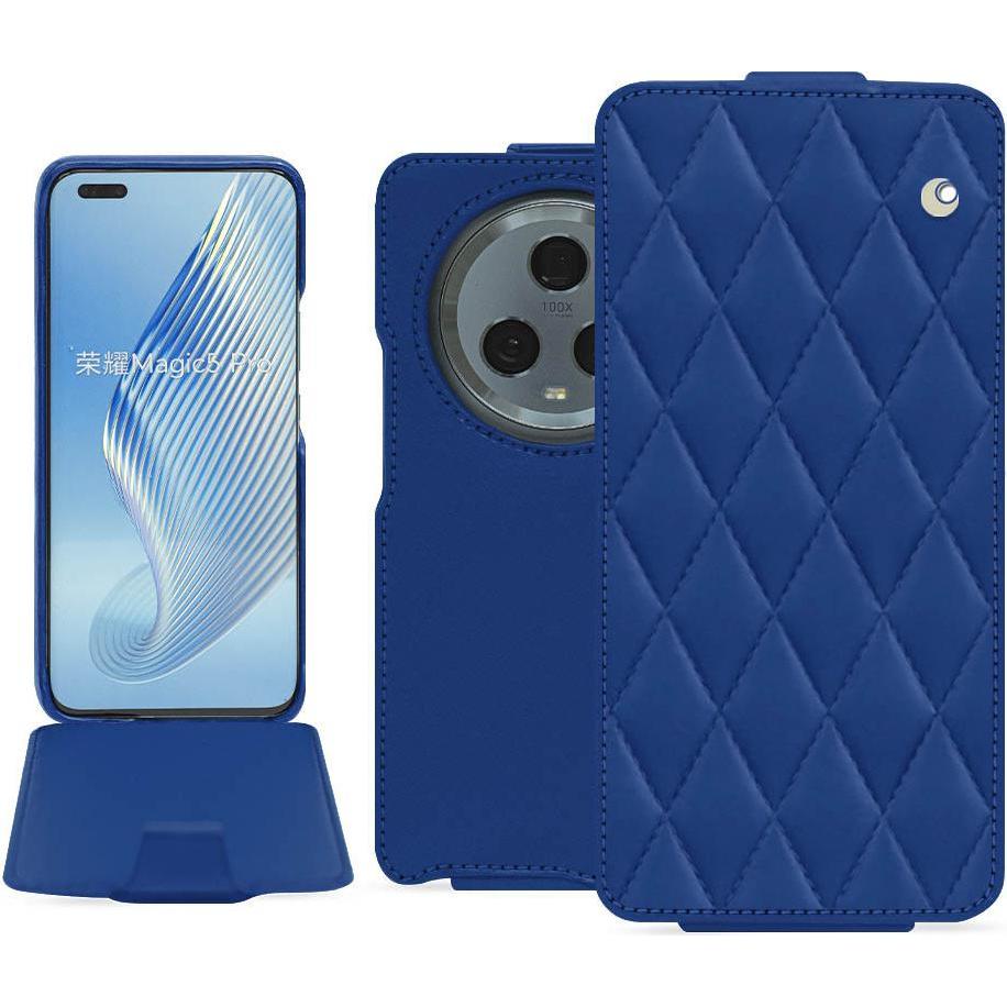 Noreve Lederschutzhülle vertikal (Honor Magic5 Pro), Smartphone Hülle, Blau