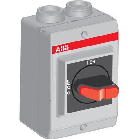 ABB, Unità di controllo motore, Interruttore di sicurezza 16A 3 poli con contatto ausiliario filettatura metrica maniglia nera