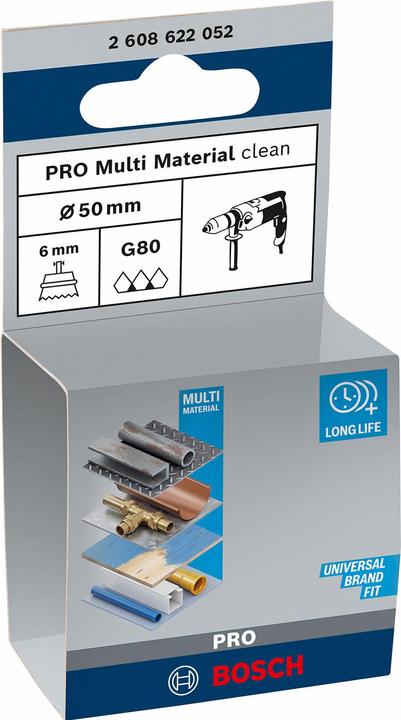 Produktbild Bosch Professional Zubehör PRO Multi Material clean Topfbürste, gerader Schaft, 50 x 1 mm (k80)