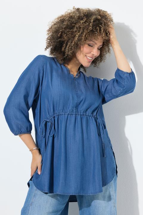 Actual product image Ulla Popken Denim Look Drawstring Waist Blouse (60)