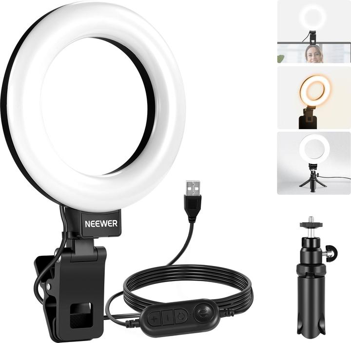 Actual product image Neewer BR60 5" clip-on ring light / desk stand (Ring light)