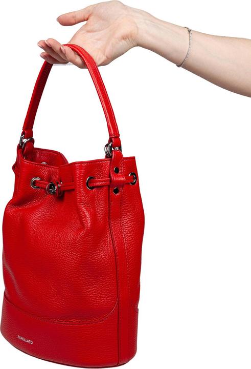 Actual product image Zanellato monda daily day s leather bucket bag red color