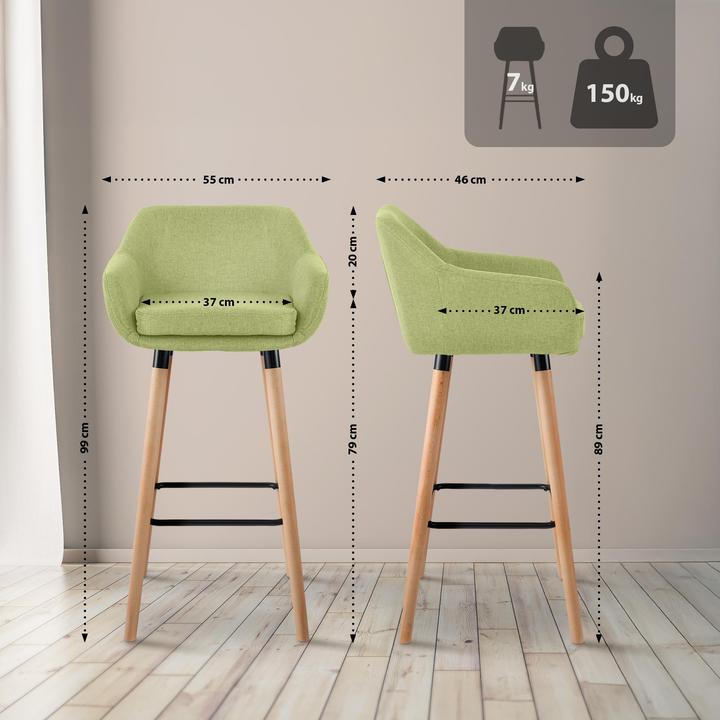 Image du produit CLP Tabouret de bar Grant Tissu, vert clair