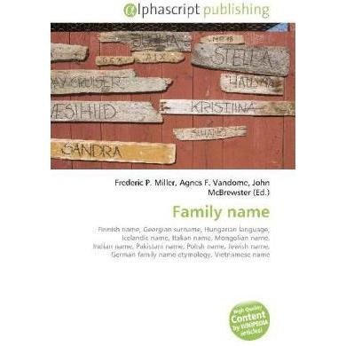 Thumbnail - Family name, Fachbücher von Agnes F. Vandome, Frederic P. Miller, John McBrewster