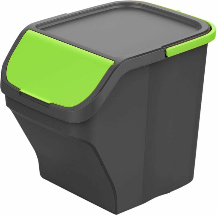 Mondex Stack n sort grey bucket with green lid 30 x 40 x 34 cm 25 l (25 l)