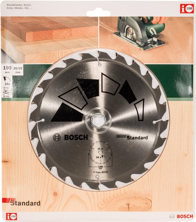 Immagine prodotto Bosch Professional Zubehör Lama circolare STANDARD D= 190 mm Foro= 20 mm Z= 24