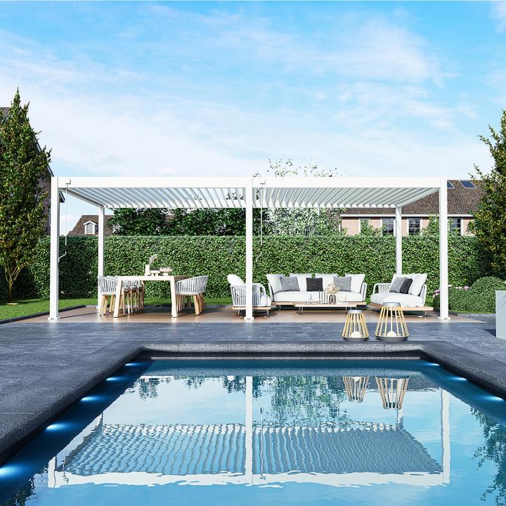 Produktbild Weide Pergola Deluxe Plus 3.6x7.2m mit Lamellendach Weiss (360 cm, 720 cm)