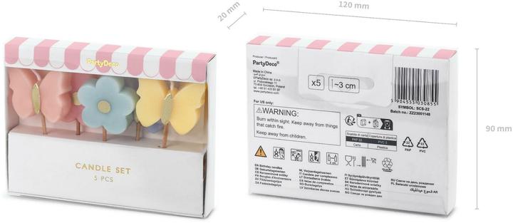 Immagine prodotto Partydeco Candela a farfalla, 5 pezzi (5 pz.)