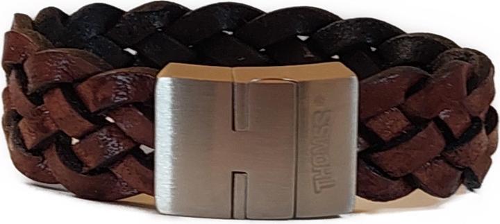 Thomss Lederarmband No.11 Unisex Leder Braun & Edelstahlverschluss Umfang 21cm (21 cm, Edelstahl, 100% Leder)