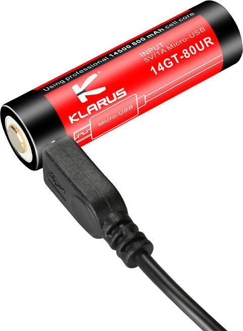 Actual product image Klarus 4GT-80UR, 800mAh - ohne Mirco-USB Ladekabel (1 pcs., 14500, 800 mAh)