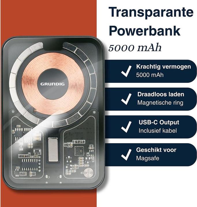 Image du produit Grundig Powerbank transparent 5000mAh (5000 mAh)