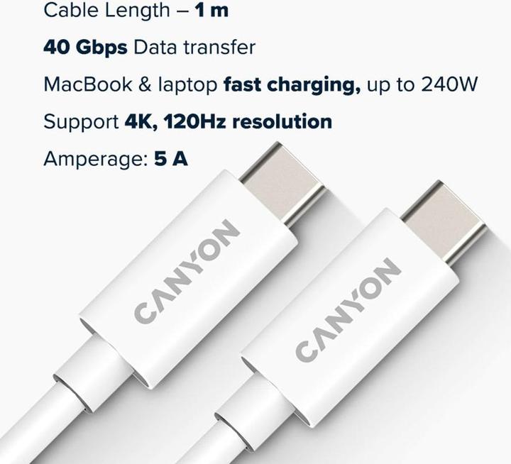Immagine prodotto Canyon Cavo UC-44 da USB-C a USB-C (1 m, USB 4.0, 240 W)