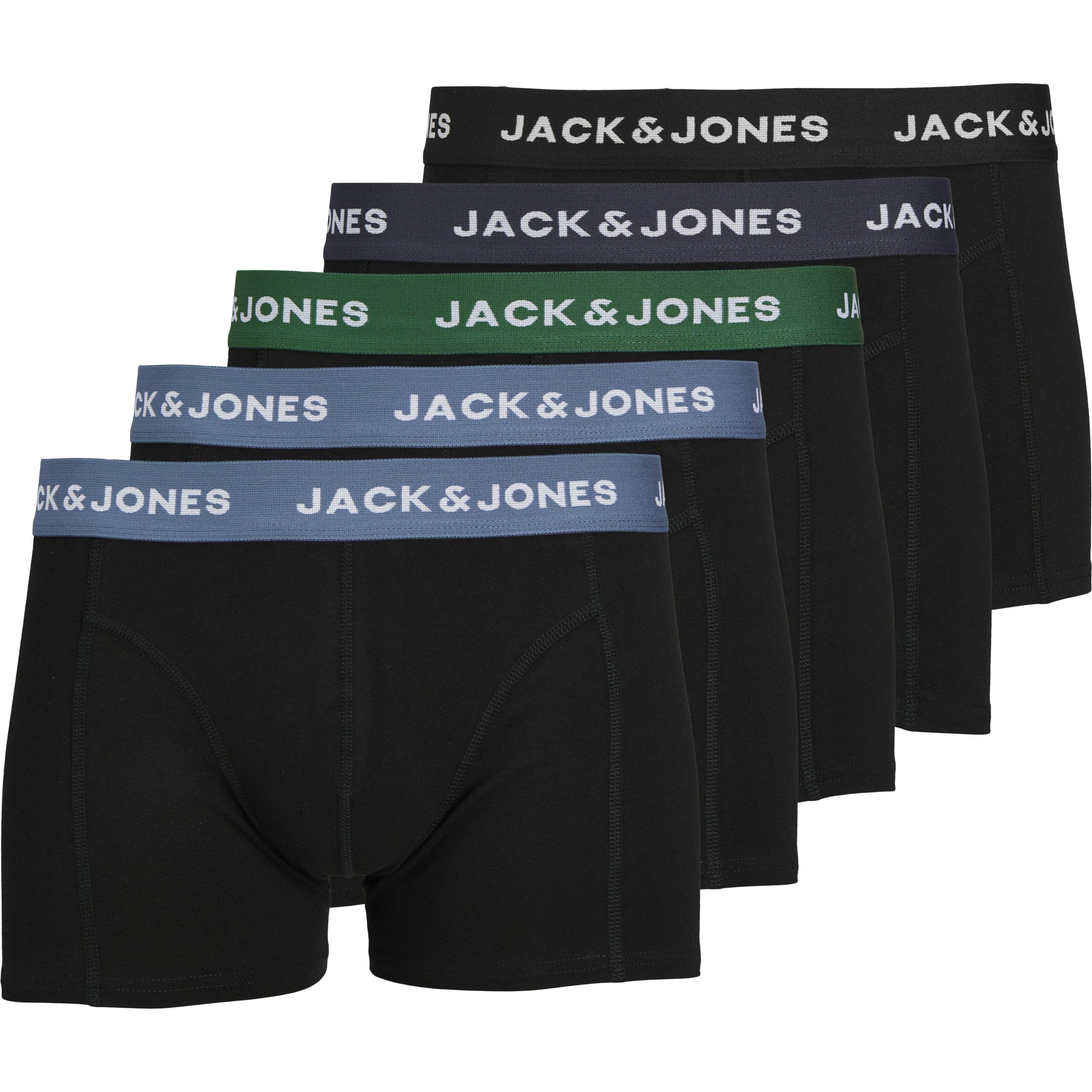 Jack & Jones, Herren, Unterhosen, 5er-Pack Boxershorts, Schwarz, (L, 5er Pack)