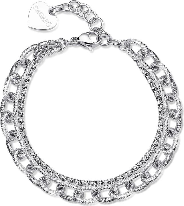 Produktbild Sagapo S'AgapÃµ - Modern Chunky Double Steel Bracelet SHK65