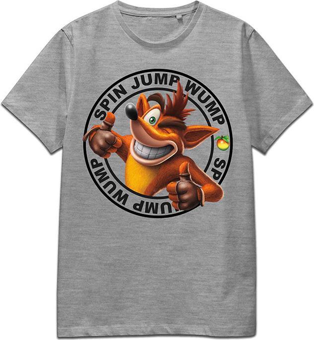 Bioworld Crash Bandicoot - Jump Wump Crash Men T-Shirt - Grey Melange, Size:XXL (XXL)