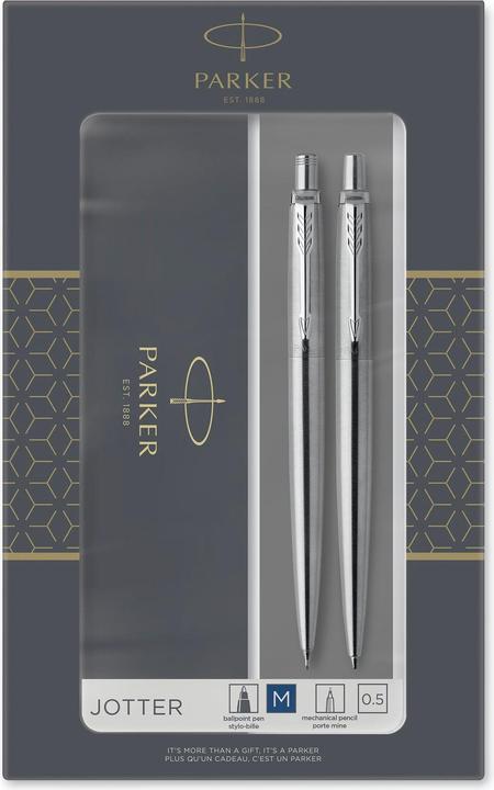 Parker Pen Writing utensil set JOTTER stainless steel C.C. Content: 1 biros, line width: M, stroke colour: blue (Silver, 1 x)