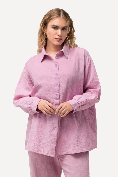 Produktbild Ulla Popken Musselin-Hemdbluse, Oversized, Hemdkragen, Langarm (50, 52)