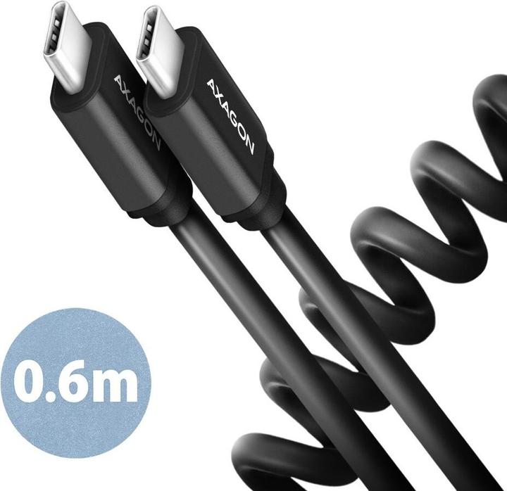 Productafbeelding Axagon BUCM-CM10TB Twister-kabel, USB-C naar USB-C 2.0 (0.60 m, USB 2.0, 60 W)