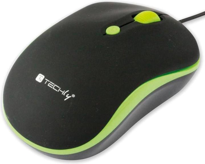 Techly USB Optical Mouse 800-1600 dpi Black / Green IM 1600-WT-BG (Cable)