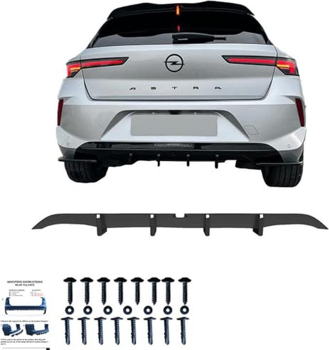 Produktbild One Way Oneway Achterbumperskirt (Diffuser) compatibel met Opel Astra L HB 2021- - Glanzend zwart