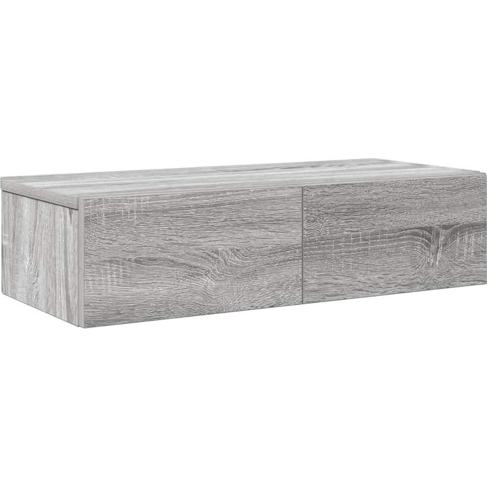 Thumbnail - VidaXL, Regal, Wandregal mit Schubladen Grau Sonoma 80x33x17 cm Holzwerkstoff