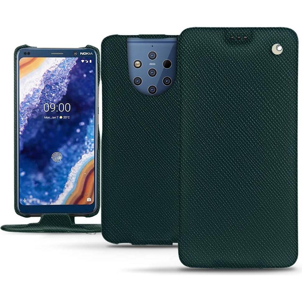 Noreve Lederschutzhülle vertikal (Nokia 9 PureView), Smartphone Hülle, Grün