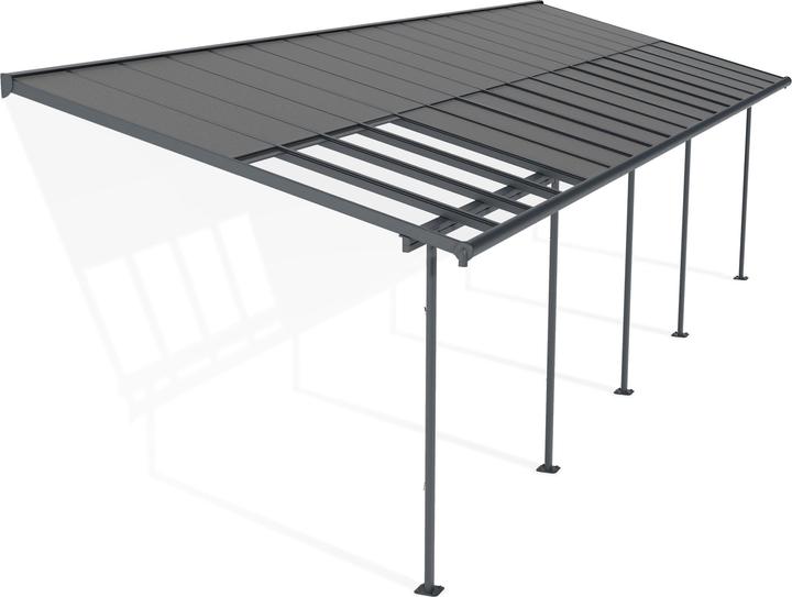 Palram CANOPIA | Sierra Cabrio 10X34 / 3X10.4 Patio Cover Dark Grey Structure | Opaque Grey Panels