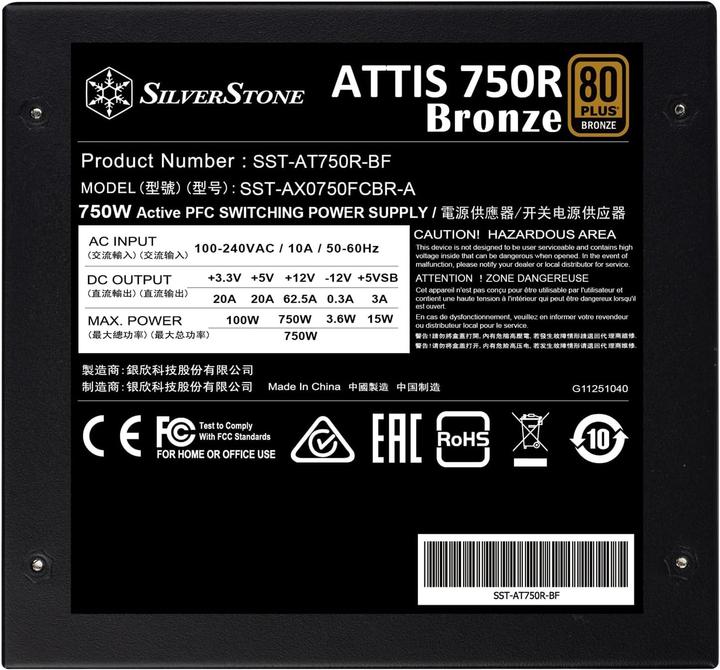 Actual product image Silverstone Technology ATTIS 750R Bronze, 80 Plus-Bronze ATX-3.1 ATX power supply with 750W, SST-AT750R-B (750 W)
