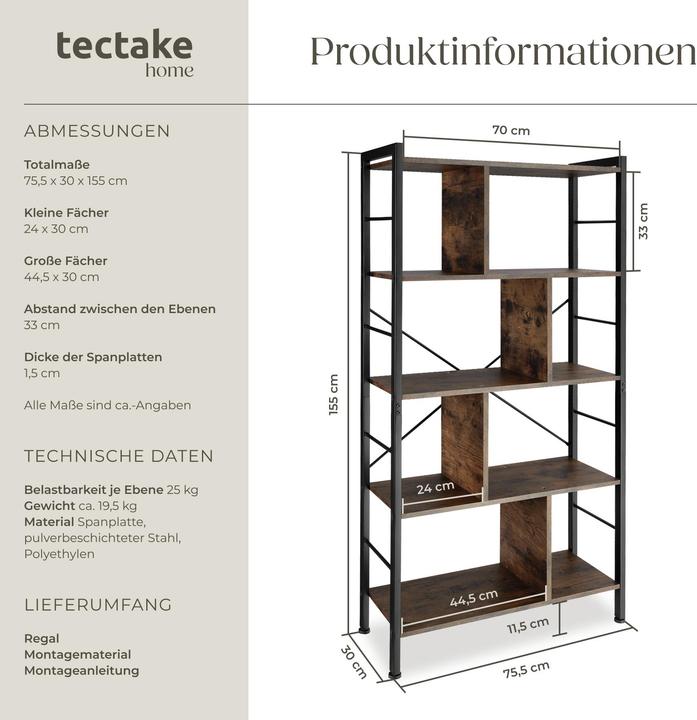 Immagine prodotto tectake Charleston (75.50 x 75.50 x 155 cm)