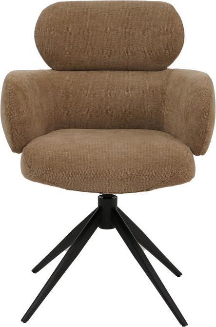 Immagine prodotto Mendler Esszimmerstuhl HWC-O77, drehbar Auto-Return, Stoff (310g/m²) Chenille Öko-Tex – hellbraun