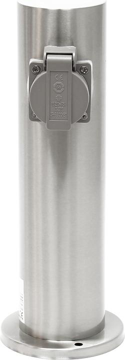 Actual product image Wiltec Round Outdoor Double Socket made of Stainless Steel, 230V - IP44 Rated for Gardens, etc.