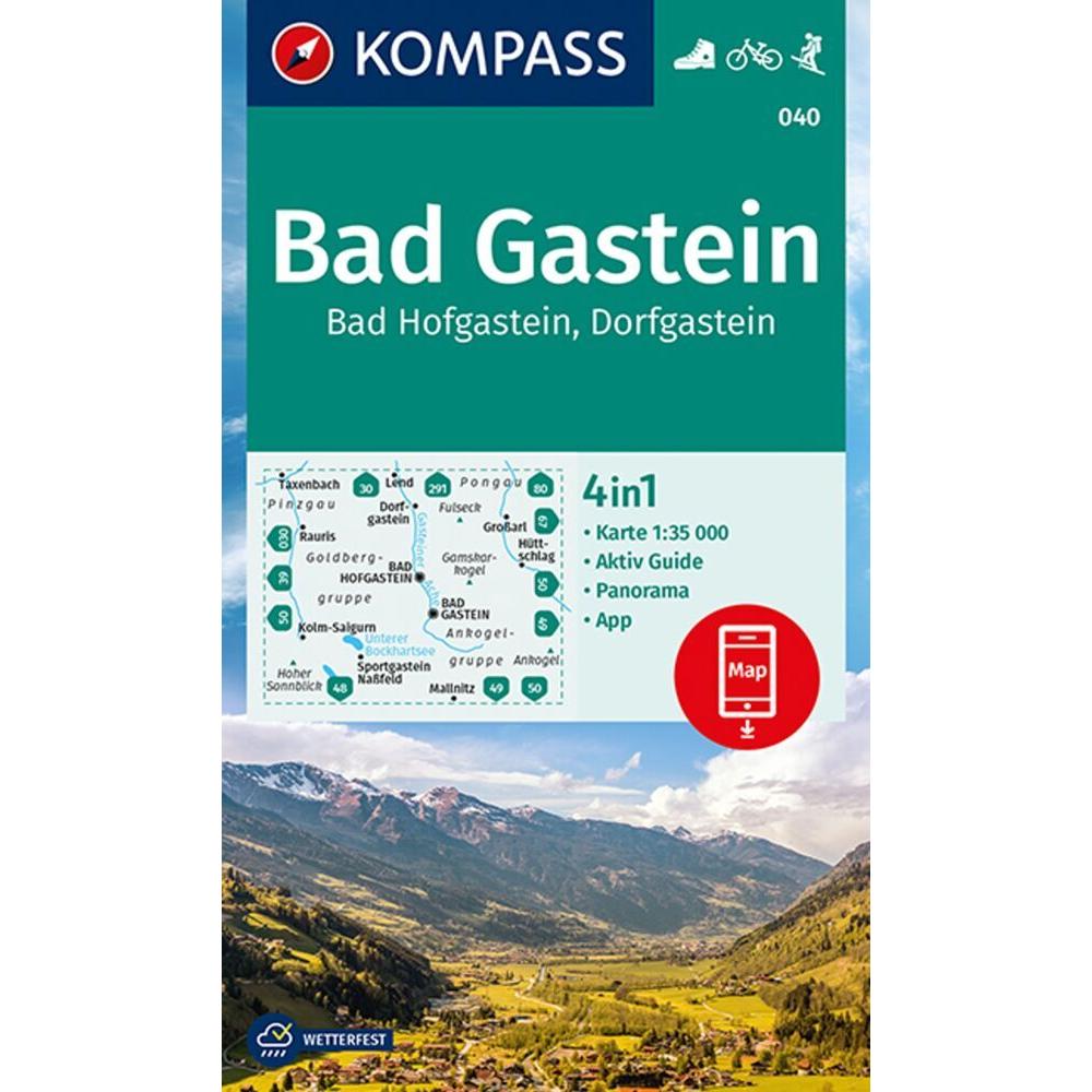 KOMPASS Wanderkarte 040 Bad Gastein, Ba, Landkarte