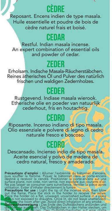 Nährwerte und Zutaten Aromandise Trad. Räucherstäbch. Zeder