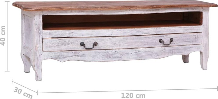 Produktbild VidaXL TV Schrank Weiss Recyceltes Massivholz Lowboard Fernsehtisch Sideboard (120 x 30 x 40 cm)